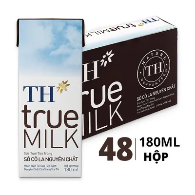 Thùng 48 hộp sữa tươi tiệt trùng TH True Milk nguyên chất vị socola 180ml