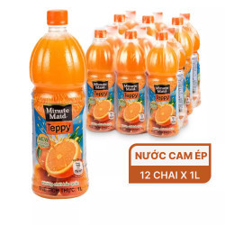 Thùng nước cam có tép Teppy Minute Maid 1 lít (12 Chai)