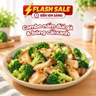Combo nấm đùi gà baby và bông cải xanh Đà Lạt VietGAP