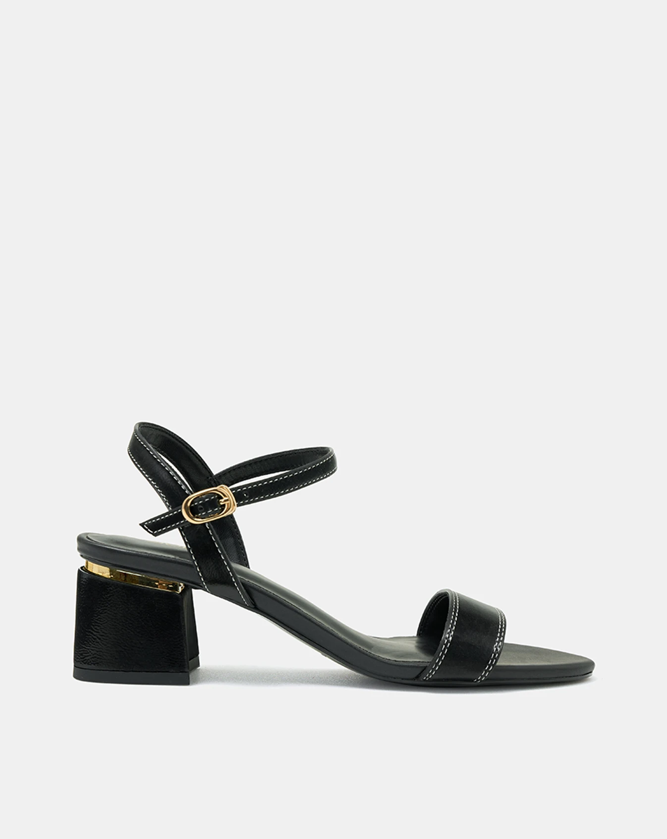 Giày Sandal Gót Vuông Quai Ngang Bản Lớn Quai Cổ Chân - Image 1