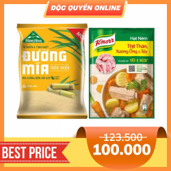 Combo hạt nêm từ thịt Knorr 900g và đường mía thiên nhiên Biên Hoà 1kg