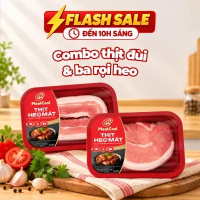 Combo Meatcool: Thịt đùi heo và ba rọi 360-440g/khay