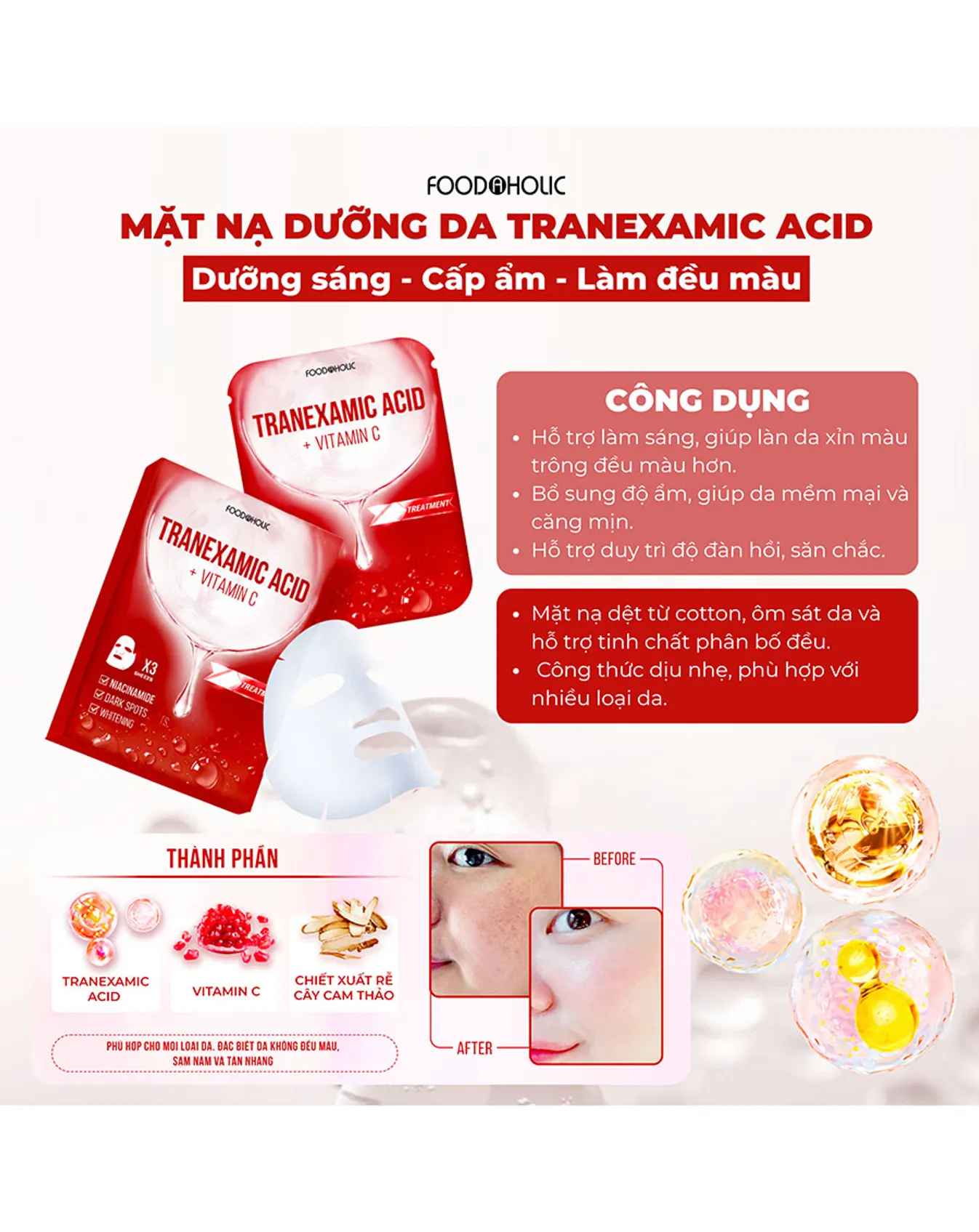 Mặt Nạ Foodaholic Tranexamic Acid 23ml - Image 2