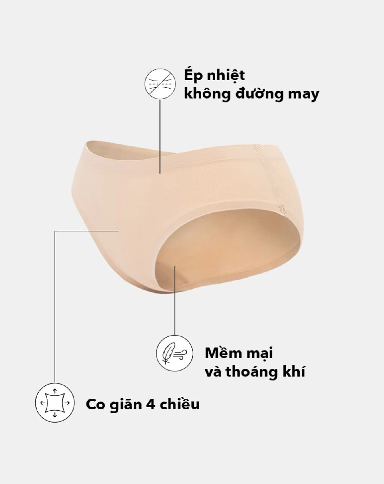 Set 5 Quần lót lưng vừa vải su không đường may - Image 3