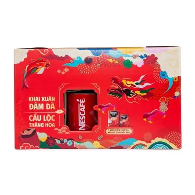 Hộp quà Tết 2 hộp cà phê đậm đà hài hoà 320g & ly Nescafe