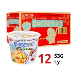 Thùng 12 ly mì Doraemon Acecook vị hải sản chua ngọt 53g