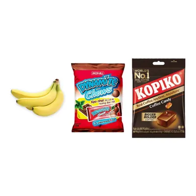 Combo Chuối già giống Nam Mỹ + Kẹo nhai socola bạc hà Jack 'N Jill + Kẹo coffee Kopiko