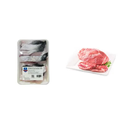 Combo Cá basa cắt lát VietGAP 2-2.5cm vỉ 300g + Nạc dăm 600g
