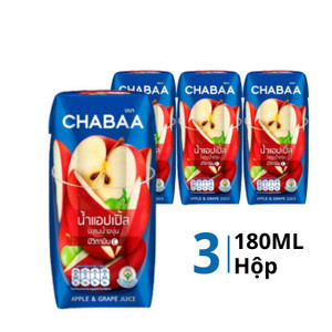 Lốc nước ép táo đỏ và nho Chabaa hộp 180ml (3 Hộp)
