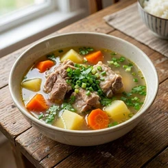 Canh xương hầm cà rốt khoai tây ngọt thanh, mềm bùi