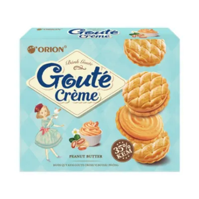 Bánh quy kem Goute vị bơ đậu phộng Orion hộp 320g