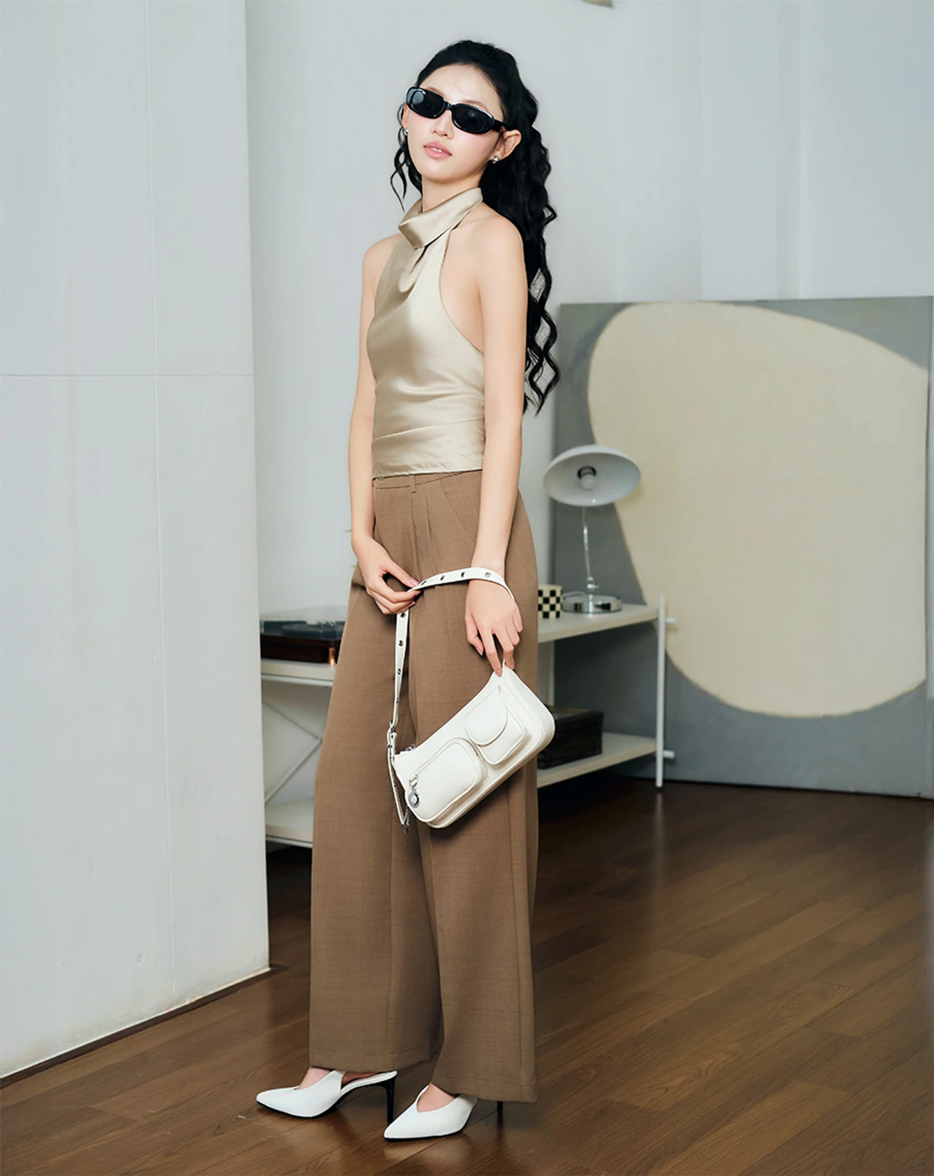 Quần tây ống suông xếp ly vải mềm - Image 2