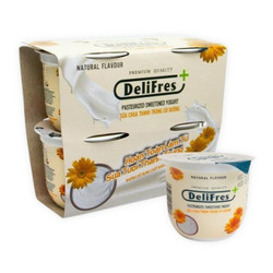 Lốc sữa chua thanh trùng có đường Delifres hũ 80g (4 Hộp)