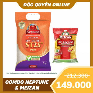 Neptune & Meizan: Gạo ST25+ 5kg và Nui cao cấp hình xoắn 300g