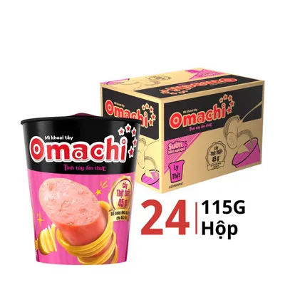 Thùng 24 hộp mì dinh dưỡng khoai tây Omachi vị sườn hầm ngũ quả (có thịt) 115g