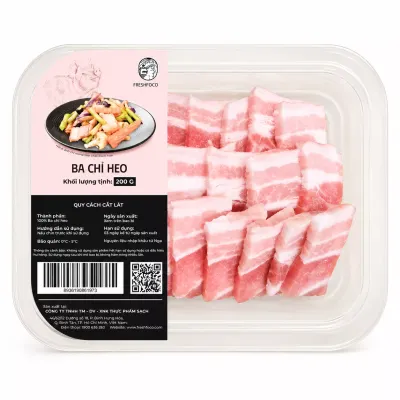 Ba chỉ heo nhập khẩu cắt xào Freshfoco khay 200g