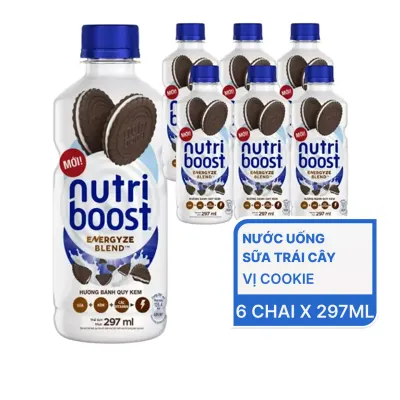 Lốc 6 chai nước uống sữa trái cây Nutri Boost vị cookie 297ml
