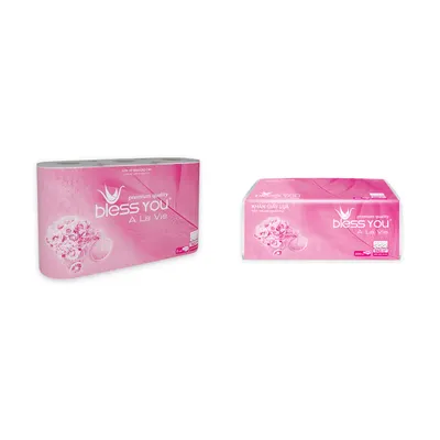 Combo Lốc 6 cuộn giấy vệ sinh À La Vie Bless You + Khăn giấy rút soft pack Bless You 2 lớp gói 250 tờ