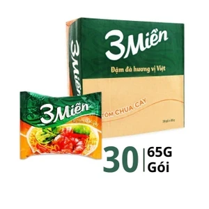 Thùng 30 gói mì tôm chua cay 3 Miền 65g