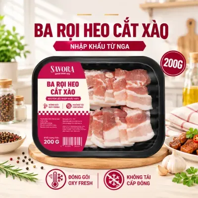 Ba rọi heo cắt xào Savora khay 200g