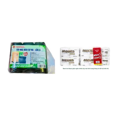 Combo Lốc 3 túi đựng rác TBP đen 55*65cm 36-39 cái + Lốc 10 cuộn giấy vệ sinh Deluxe Premier 3 lớp