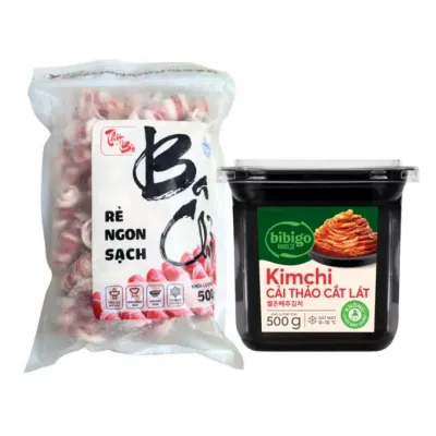 Combo ba chỉ bò Mỹ 365 Fresh Foods 500g và kim chi cải thảo Bibigo 500g
