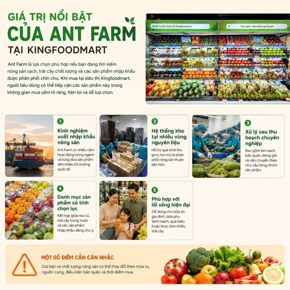 Công ty TNHH MTV Ant Farm: Nông sản chuẩn xuất khẩu trong nhóm Tick Xanh Kingfoodmart
