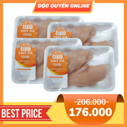 Combo 4 khay phi lê ức gà không da Japfa khay 500g