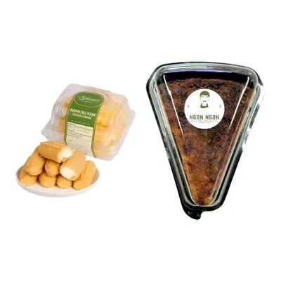 Combo Bánh su kem Savoure hộp 150g (1 Hộp) + Bánh bò đường thốt nốt Ngon Ngon hộp 90g