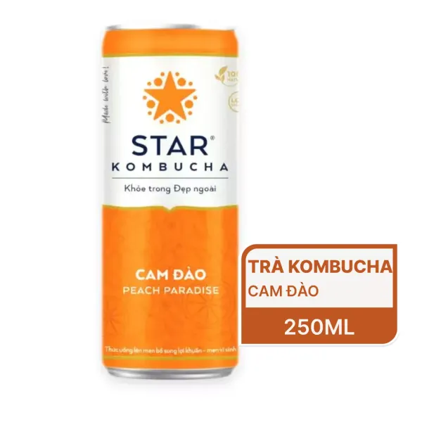 Trà lên men bổ sung lợi khuẩn Star Kombucha vị cam đào lon 250ml