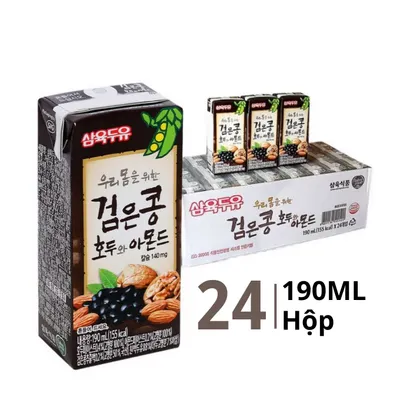 Thùng 24 hộp sữa đậu đen óc chó hạnh nhân Sahmyook 190ml