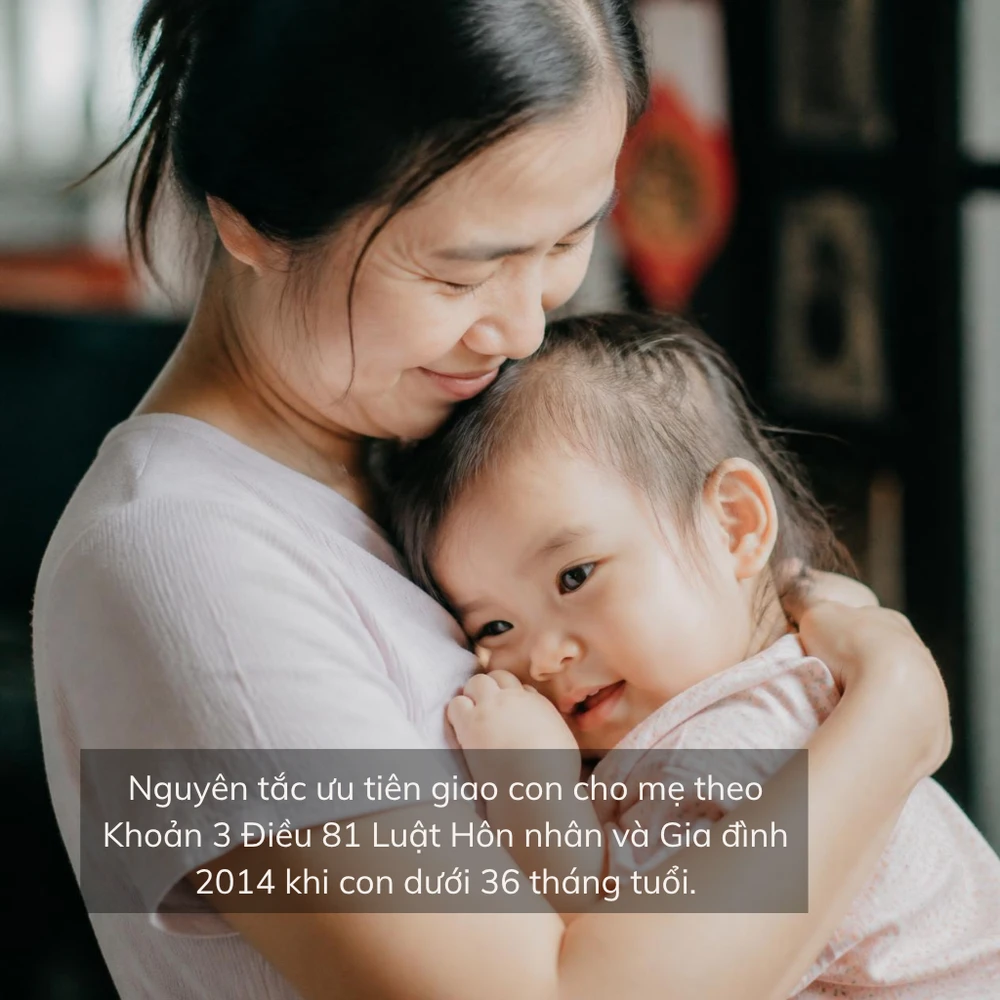 Nguyên tắc ưu tiên giao con dưới 3 tuổi cho mẹ nuôi dưỡng khi ly hôn. (Ảnh được tạo bởi AI)