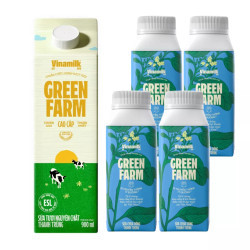 Combo sữa thanh trùng Green Farm không đường + sữa chua uống Green Farm (1 Combo)