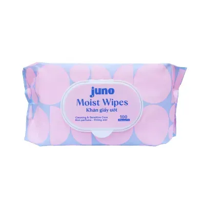 Khăn ướt vải trơn không mùi Juno gói 100 tờ
