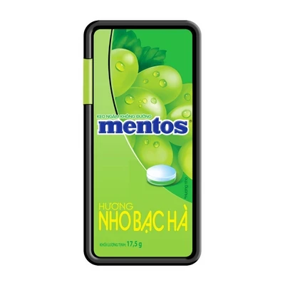 Kẹo ngậm không đường hương nho bạc hà Mentos hộp 17.5g