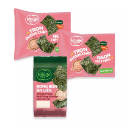 COMBO 2 BIBIGO - RONG BIỂN ĂN LIỀN VỊ MUỐI HỒNG LỐC 12G (3 X 4G)