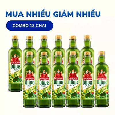 Combo 12 chai dầu Olive Light Neptune 1L