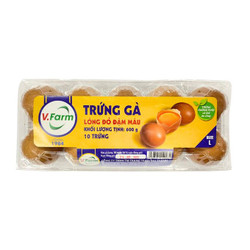 Trứng gà lòng đỏ đậm màu VFarm hộp 10 quả (1 Hộp)