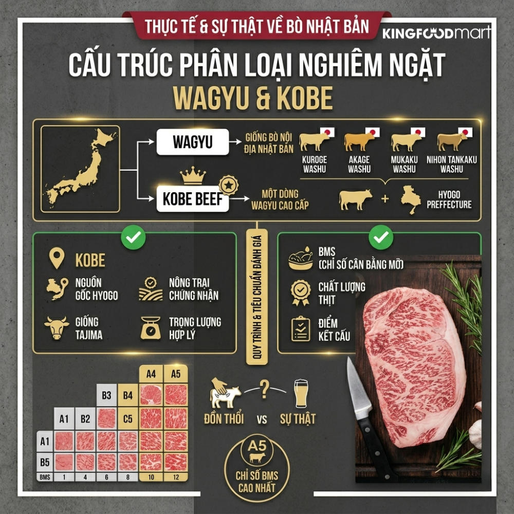 Phân biệt bò Wagyu và bò Kobe: Mối quan hệ giữa "tập hợp mẹ" và "tập hợp con"
