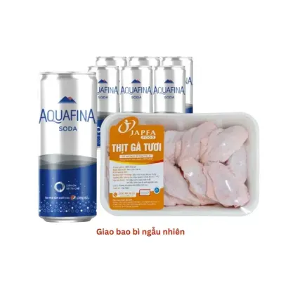 Combo cánh gà chiên giòn và Soda: cánh giữa Japfa 500g và nước soda Aquafina 320ml