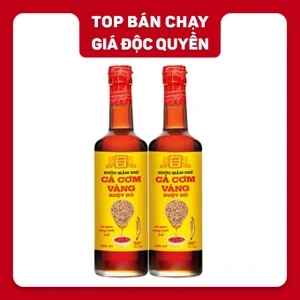 Combo 2 Chai Nước Mắm Cá Cơm Vàng Ruột Đỏ Làng Chài Xưa chai 500ml