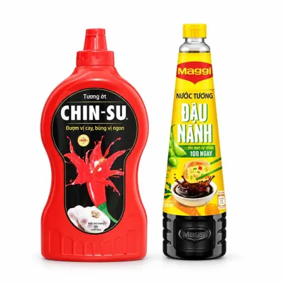 Combo Tương ớt Chinsu chai 1kg + Nước tương thanh dịu Maggi chai 700ml