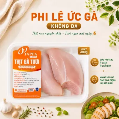 Phi lê ức gà không da Japfa khay 300g