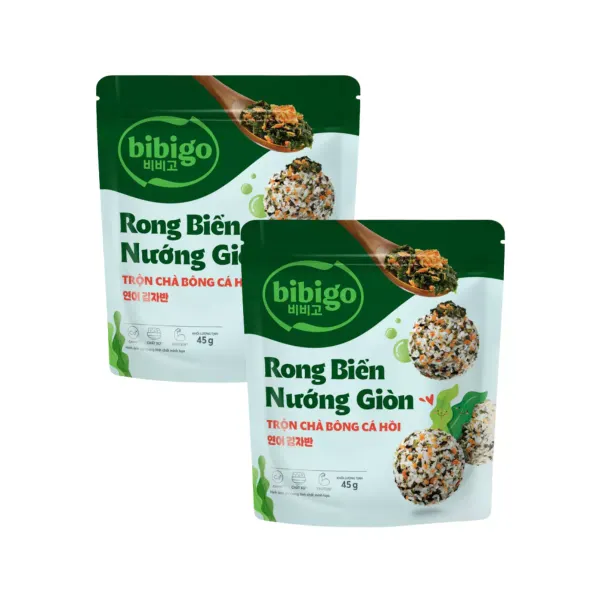 Combo 2 gói rong biển nướng giòn trộn cá hồi Bibigo 45g