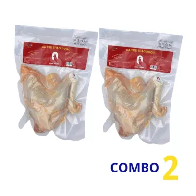 Combo 2 gà tre thảo dược nửa con Long Khánh gói 0.45-0.55KG