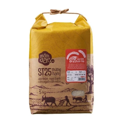 Gạo ST25 lúa tôm sinh thái Mầm Đất túi 5kg