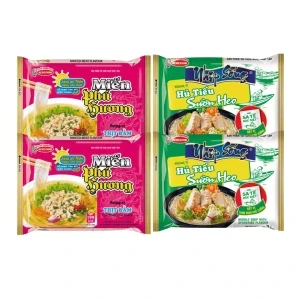 Combo 2 gói miến Phú Hương thịt bằm 55g và 2 hủ tiếu sườn heo Nhịp Sống 70g