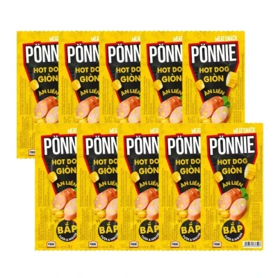 Combo 10 cây xúc xích hotdog Ponnie giòn ăn liền vị bắp 28g
