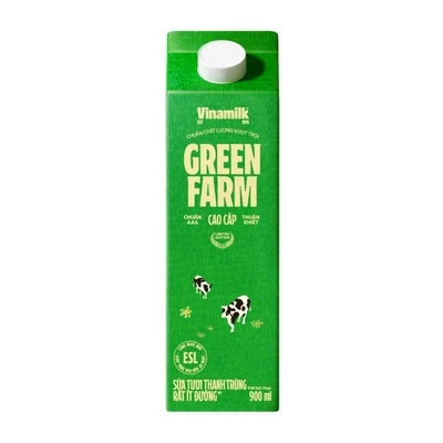 Sữa thanh trùng không đường Green Farm Vinamilk hộp 900ml