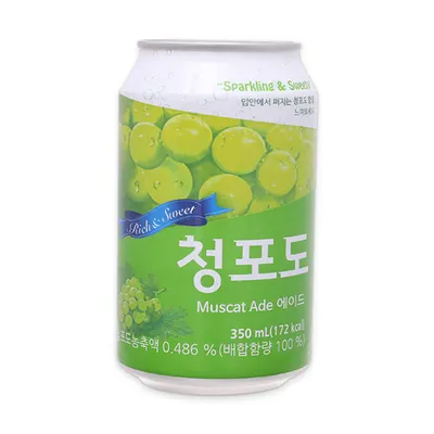 Lốc 6 lon nước ép trái cây có ga Muscat Ade vị nho 350ml